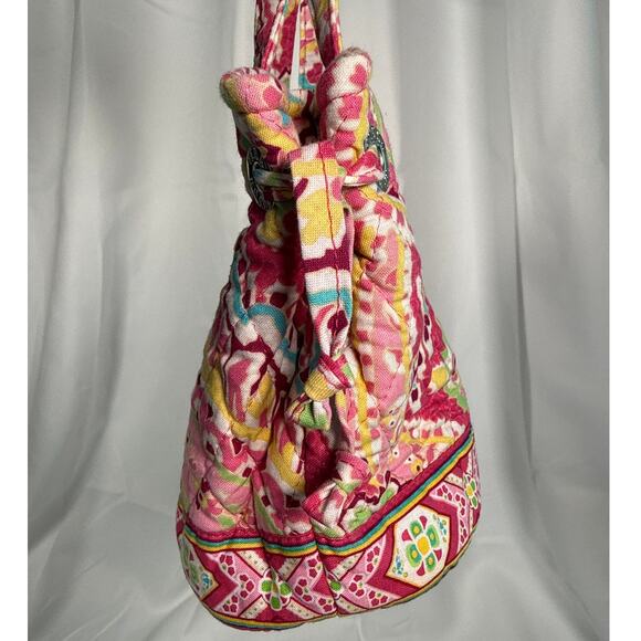 Vera Bradley Small Tote Pink & Yellow Floral Paisley Print "Capri Melon" 08 - Picture 5 of 8